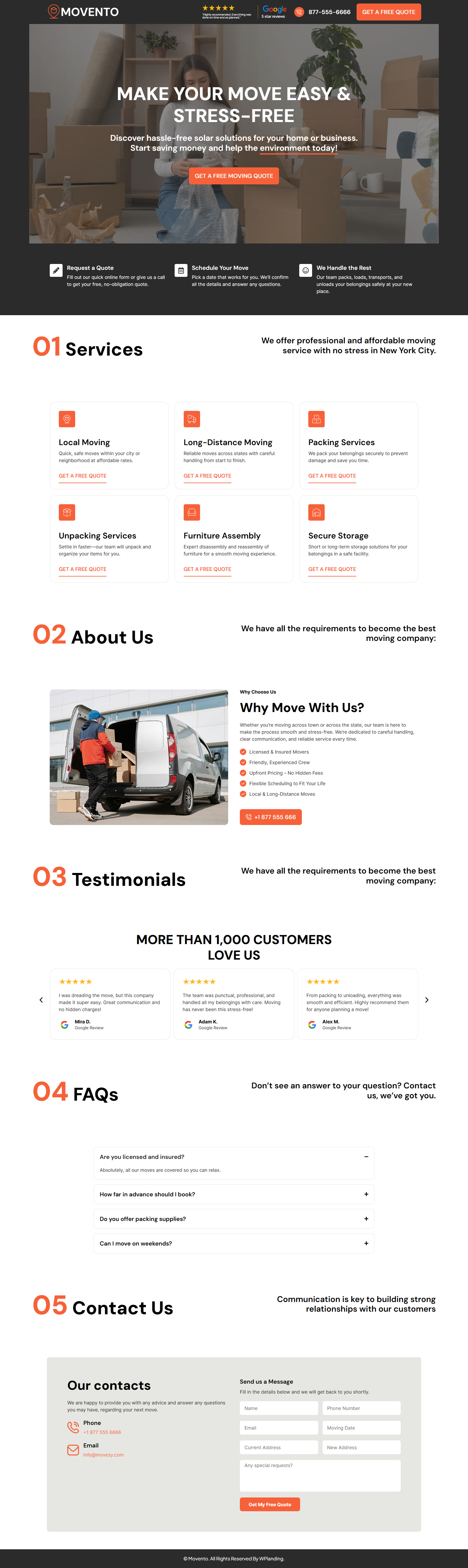 Movento – Moving Services Landing Page elementor landing page moving company website moving landing page moving website wordpress