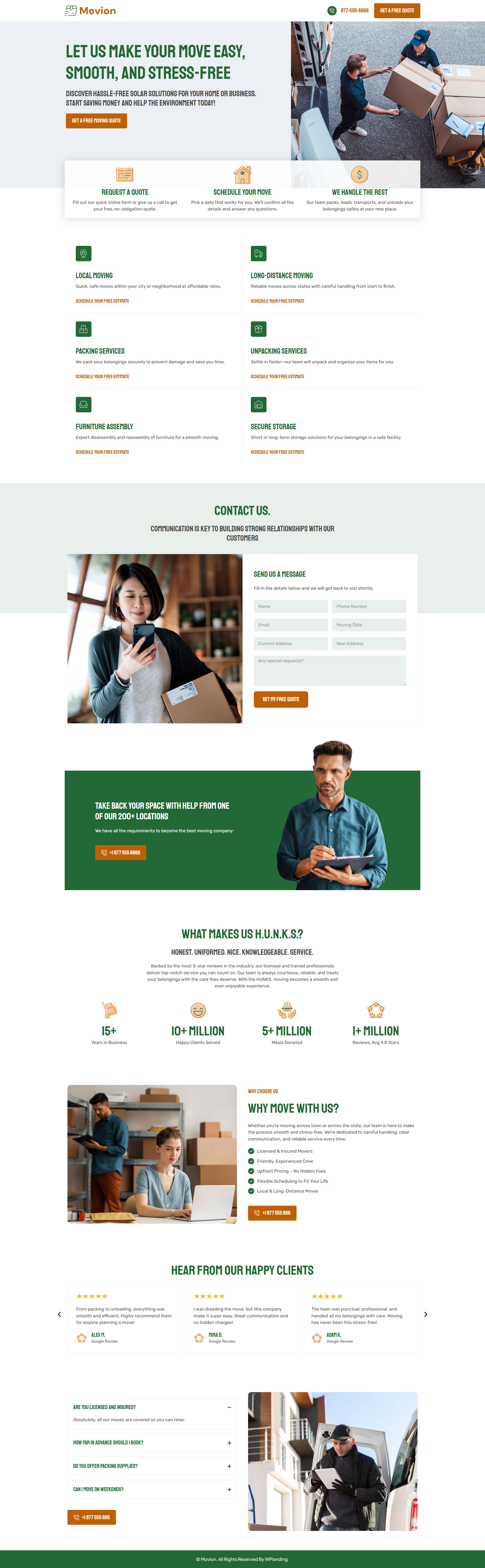 Movion – Moving Services Landing Page landing page moving company website moving landing page moving website website ui design