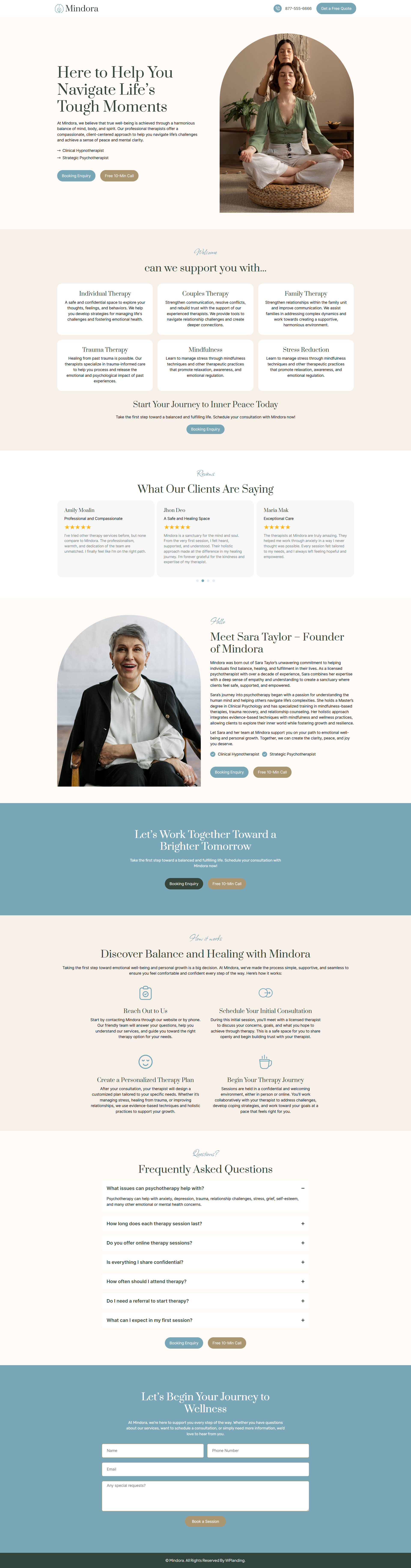 Mindora – Psychotherapist Landing Page figma interface design landing page landing page psychologist landing page ui mental health website psychology website psychotherapist landing page psychotherapist website therapist landing page therapy landing page ui webdesign website design website ui design