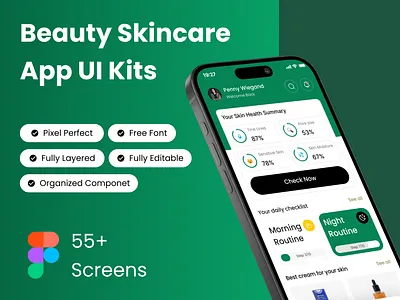 Beauty Skincare App UI Kit app ui e commerce app landing page mobile app design mobile design product design skincare app ui design uiux web design