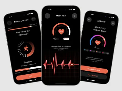 Heart Rate Monitoring App Design android app app design blood pressure design gym health health fitness health monitoring heart beat tracking heart rate heath app ios mobile app monitoring product design tracking ui design wellness workout