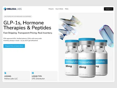 Hero section for Helixa Labs hero landing page web website