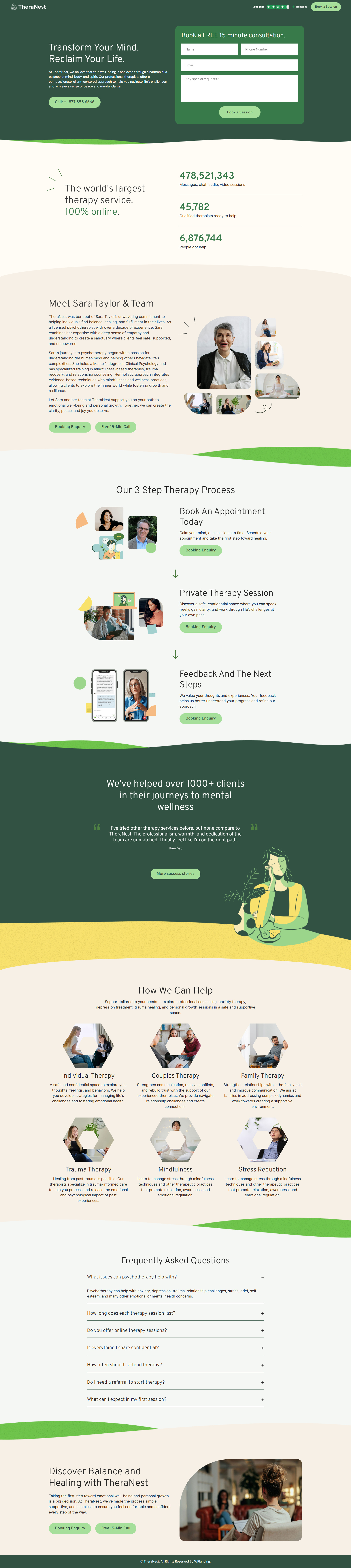 TheraNest – Psychotherapist Landing Page figma interface design landing page landing page psychologist landing page ui mental health website psychology website psychotherapist landing page psychotherapist website therapist landing page therapy landing page ui webdesign website design website ui design