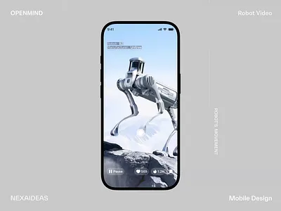 Minimal Mobile Interface for Robot Video Streaming 3d ai aivideo animation branding cleandesign design graphic design logo minimalui mobiledesign motion graphics robotics ui web3