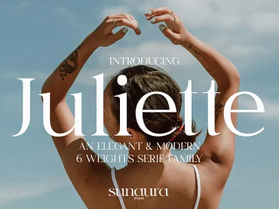 Juliette Family Serif (12 Fonts) aura elegant family font girl hair juliette logo logotype modern sans schrifted serif studio sun tattoo type typeface