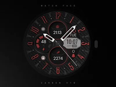 Hybrid Watch Face analog black classy design elegant google graphic design hybrid illustration modern red samsung smartwatch technology ui watch watchface wear os