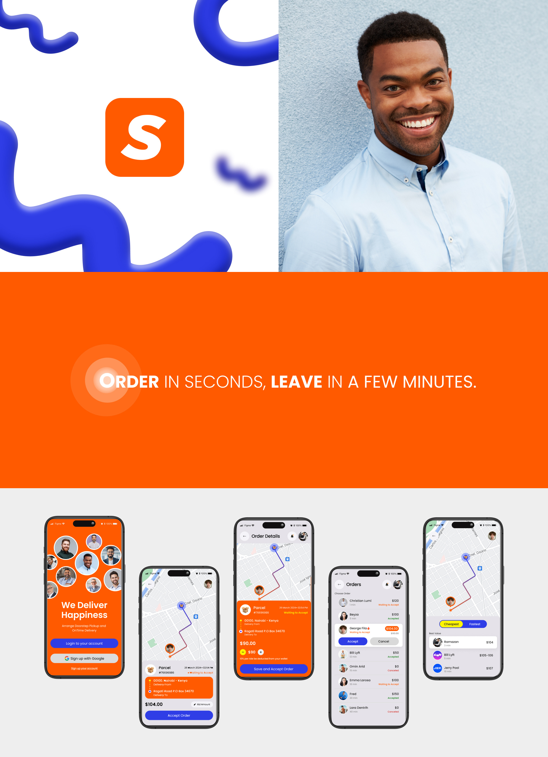 Parcel Delivery App — All Screens Overview allscreens appdesign cleandesign deliveryapp figma mobileapp mobileui productdesign ui userflow ux