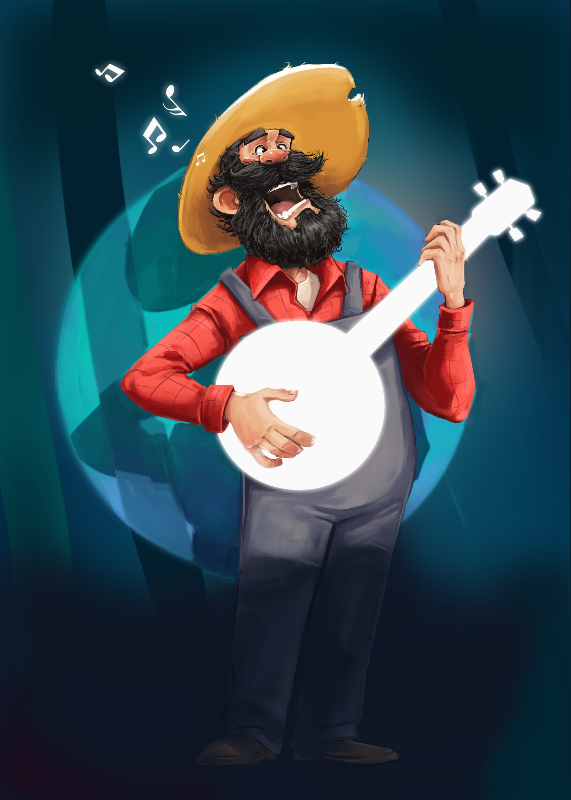 It sings because it has a song character design childrensart colorfull farm funny guitar illustration music scene singer