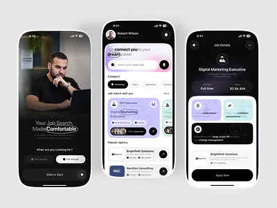 Job Finder & Recruitment Mobile App UI app design career app clean ui ios app job finder job search minimal design mobile app mobile app design mobile ui modern ui recruitment app ui ui design user experience user interface ux design