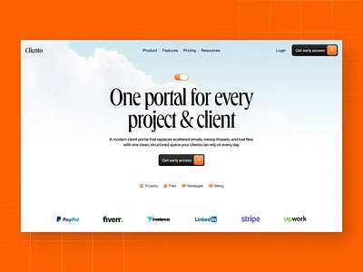 Cliento: SaaS Landing Page Scroll animation branding design design studio fintech graphic design illustration interface landing landing page motion graphics product design saas ui user experience ux web web design webflow website design