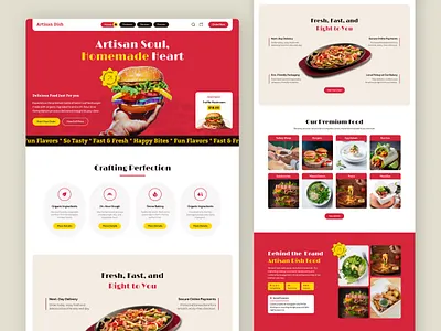 Artisan Dish — Food Landing Page Design & UI/UX app burgers design food food delivery homepage illustration interface minimal mobile app product designer redesign ui ui ux united states ux ux ui designer webpage website websites