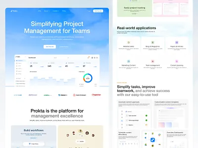 Project Management Website Design — Prokta design interface product service startup ui ux web website