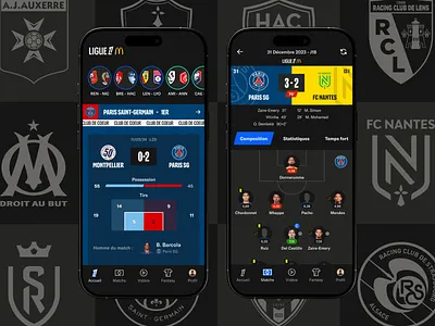 Ligue 1 App football mobile app product design soccer ui