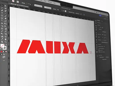 A behind-the-scenes look at the MUXA wordmark in developement. behind the scenes brand identity branding graphic design logo logotype muxa visual identity wip wordmark