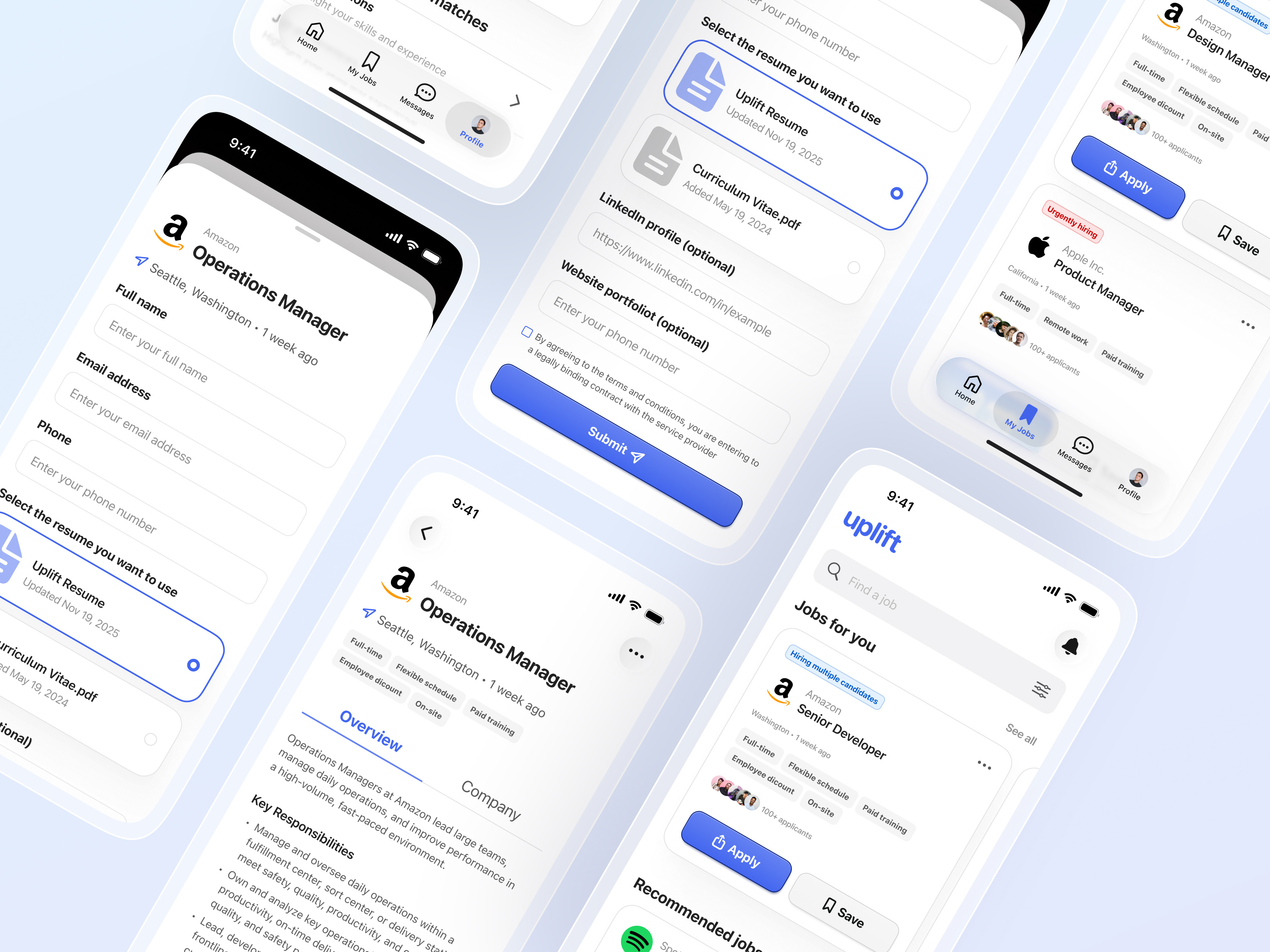Job Finding App UI android app design clean design ios job finding job finding app job listing job listing app job platform job search mobile design modern resume ui ui design uiux user interface design