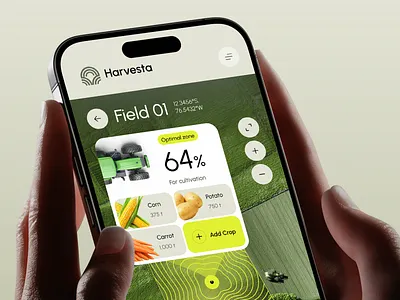 Harvesta - Agriculture Mobile Management agriculture agtech ai analytics app mobile artificial intelligence dashboard farming innovation management minimalism nterface saas smartfarming ui concept ui ux ux design web design