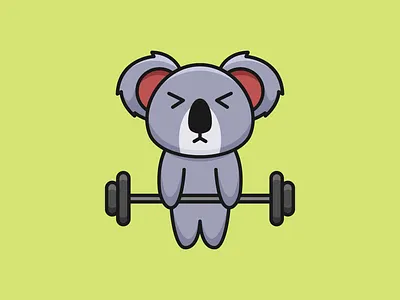 Gym Koala Logo animal australia barbell branding cartoon clean cute design graphic design gym illustration koala logo mascot vector