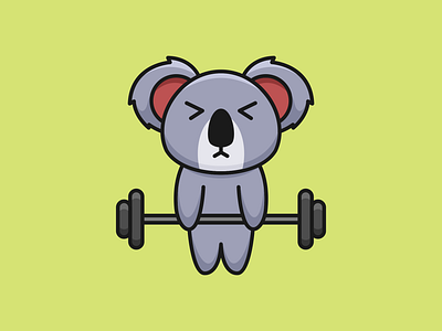 Gym Koala Logo animal australia barbell branding cartoon clean cute design graphic design gym illustration koala logo mascot vector