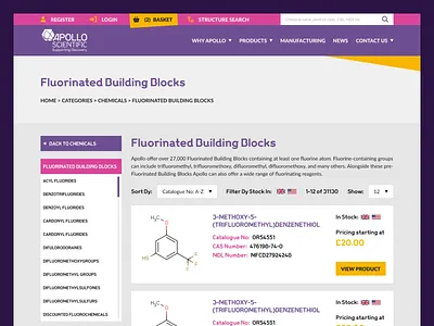 Apollo product page chemicals chemistry page product science web