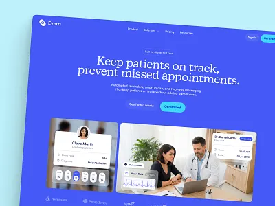 HealthTech Landing Page - Evera clinic management clinic software corporate website health ai healthcare healthcare design healthtech landing page medical app medical data medical startup product design saas software uiux wellness