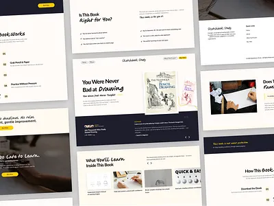 Sketchbook Study – Drawing Ebook Landing Page art education clean web design content driven design creative landing page creative learning digital product website drawing website ebook landing page education landing page design learning platform minimal website online course landing storytelling design typography focused ui ux design web design