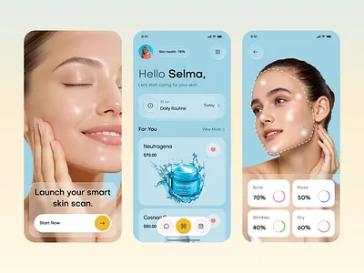 Beauty & Skin Analysis Mobile App ai face scan ai skin analysis app android beauty app beauty products cosmetics app ecommerce app health app ios app luxary app design makeup mobile app mobile online shopping skin analysis skin care skin health skin test app skincare app uiux