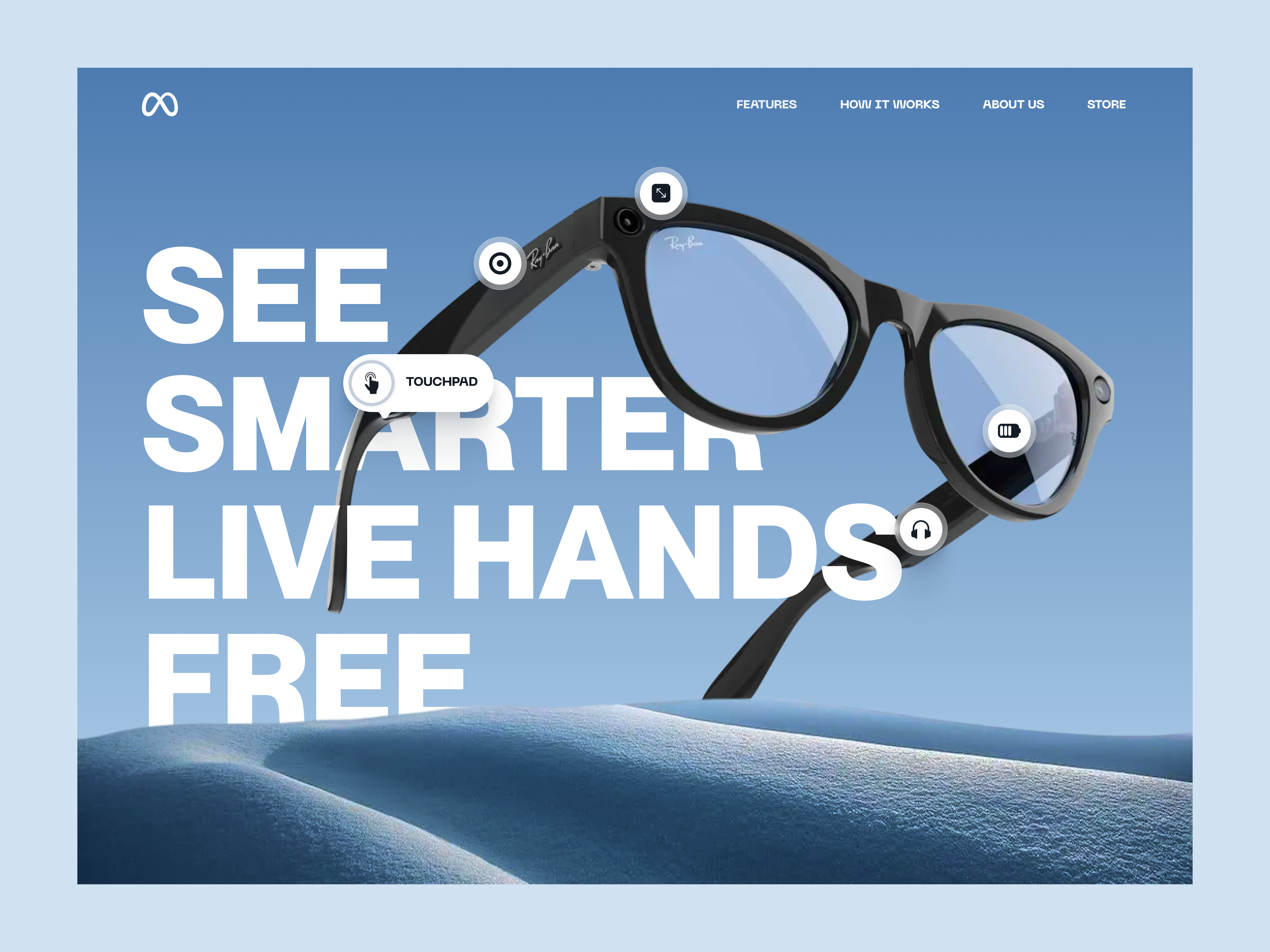 AI - Smart Glasses Product Landing Page ai product ai vision ai wearables everyday ai future of wearables hands free technology real time ai smart glasses smart vision web design