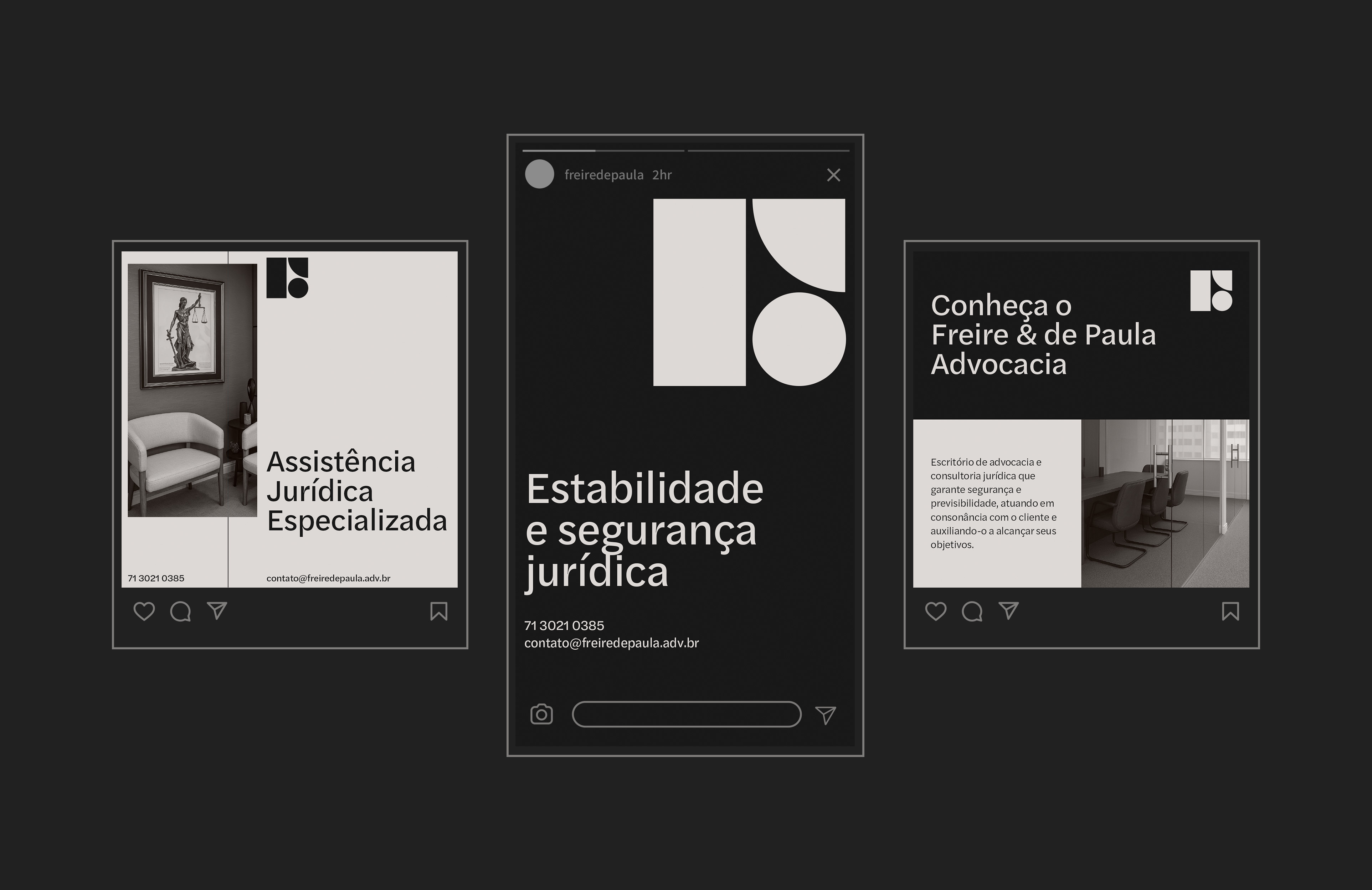 Freire & de Paula Social Media Templates branding brutalism brutalist counselor design graphic design identity instagram law firm lawyer legal logo posts social media typography vector