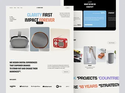 Rebump — Paper Tiger Website agency agency landing page awwward bold design landing page landing page ui portfolio product design product landing page rebump redesign ui deisgn ux design agency visual design web design website redesign