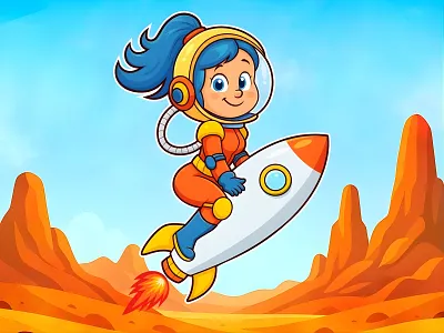 cute girl astronaut cartoon character illustration astronaut cartoon beehaya cartoon cartoon character character design cute girl cute girl astronaut design funny graphic design illustration space vecotr vector