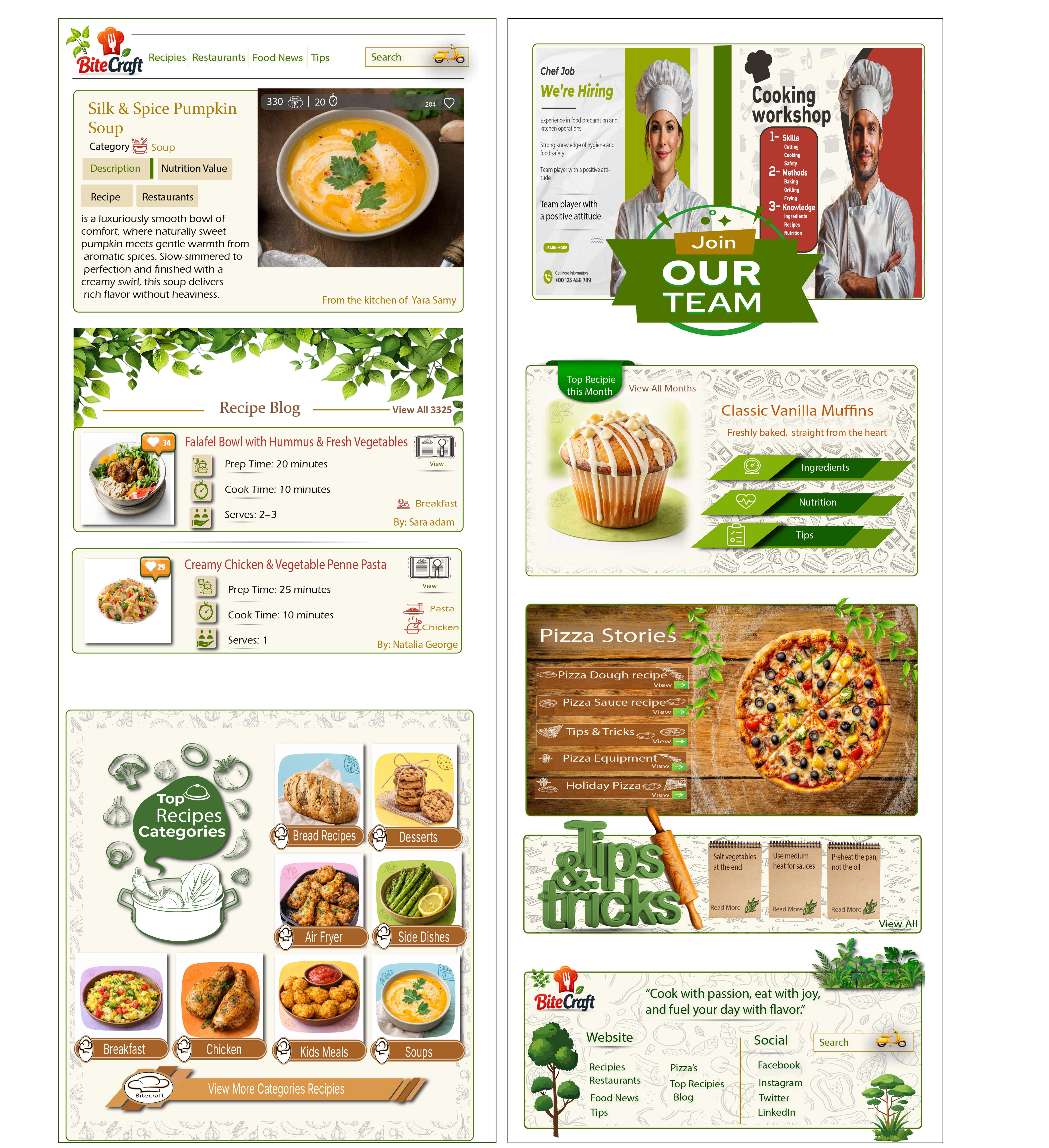 Cooking Website & Blog UI Design | Modern Recipe Platform blog food landingpage recipe ui uidesign ux webdesign