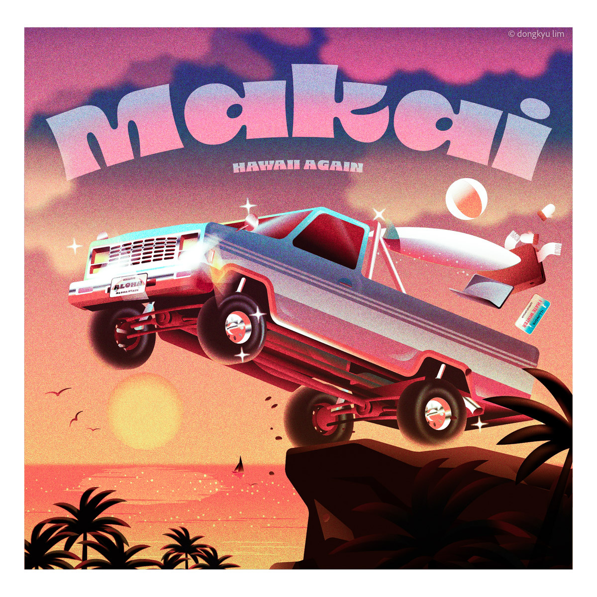 Toward the Sea - Hawaii hawaii illustration paradise sunset toward the sea tropical vibe