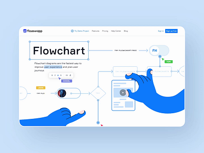 Flowcharts. Landing page for FlowMapp animation flowcharts graphic design motion graphics ui
