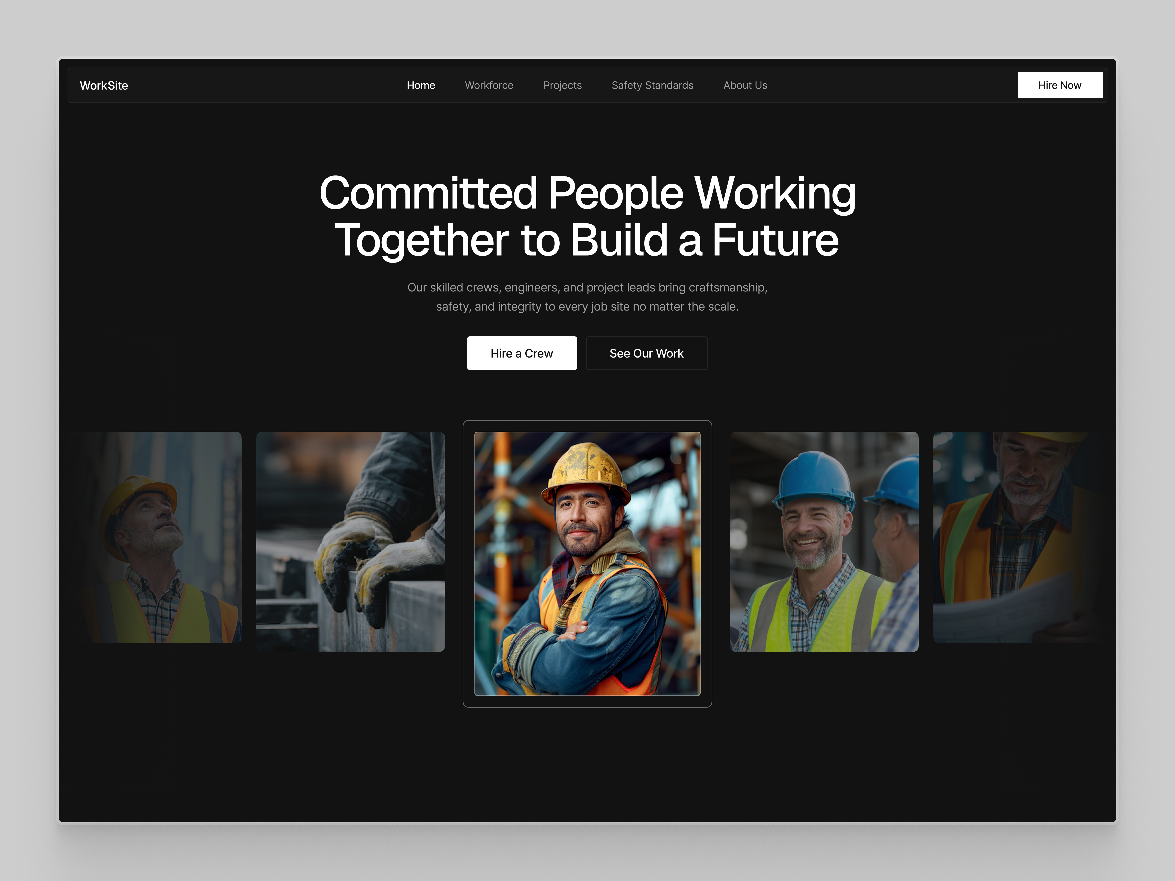 Construction Website Header Design b2b business clean ui construction corporate dark ui header hero section interface landing page modern web portfolio ui web design website design wingly workforce