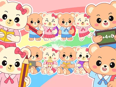 Cute Bear Illustration animals bear brand identity branding cartoon character design cute illustration design education graphic design illustration learning logo study vector