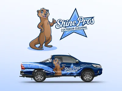 Shine Pros - Exterior Cleaning brand cartoon exterior cleaning home service home service branding illustration mascot otter wrap