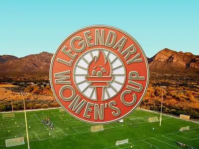 Legendary Women's Cup arizona athletics badge ball coin cup fire flame gold legendary logo orange oro valley soccer sports torch tournament tucson women