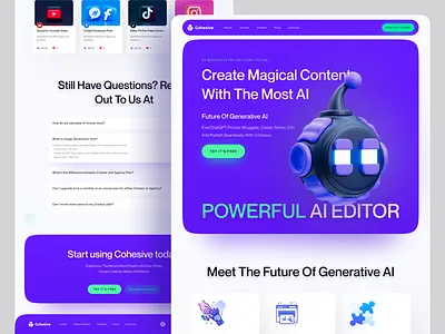 AI Landing Page design ai landing page ai landing page design ai software ai ui clean ui design modern ui product saas tech web
