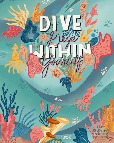 Dive Deep Within Yourself bookillustration branddesign branding design digitalillustration illustration packaging