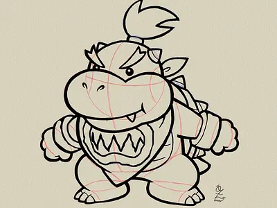 Bowser Jr Drawing Sketch Study by Oz Galeano art arte boceto bowser design dibujo drawing fanart illustration mario bros nintendo ozgaleano sketch videogame