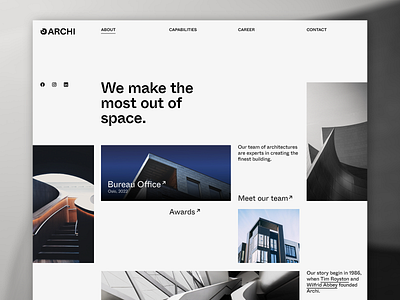 Archi web layout architecture cc clean cognitive creators design grid guides layout minimalistic ui website