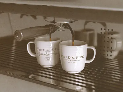Field & Fire — Ceramic Goods branding coffee cups coffee shop coffee shop branding craftsmanship design graphic design heritage goods logo packaging design product branding typography branding vector vintage branding vintage inspired workmark