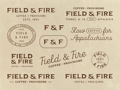 Field & Fire — Logo & Badge System appalachia badge design brand system branding coffee branding coffee shop coffee shop branding design graphic design heritage branding logo logo suite typography design vector vintage design