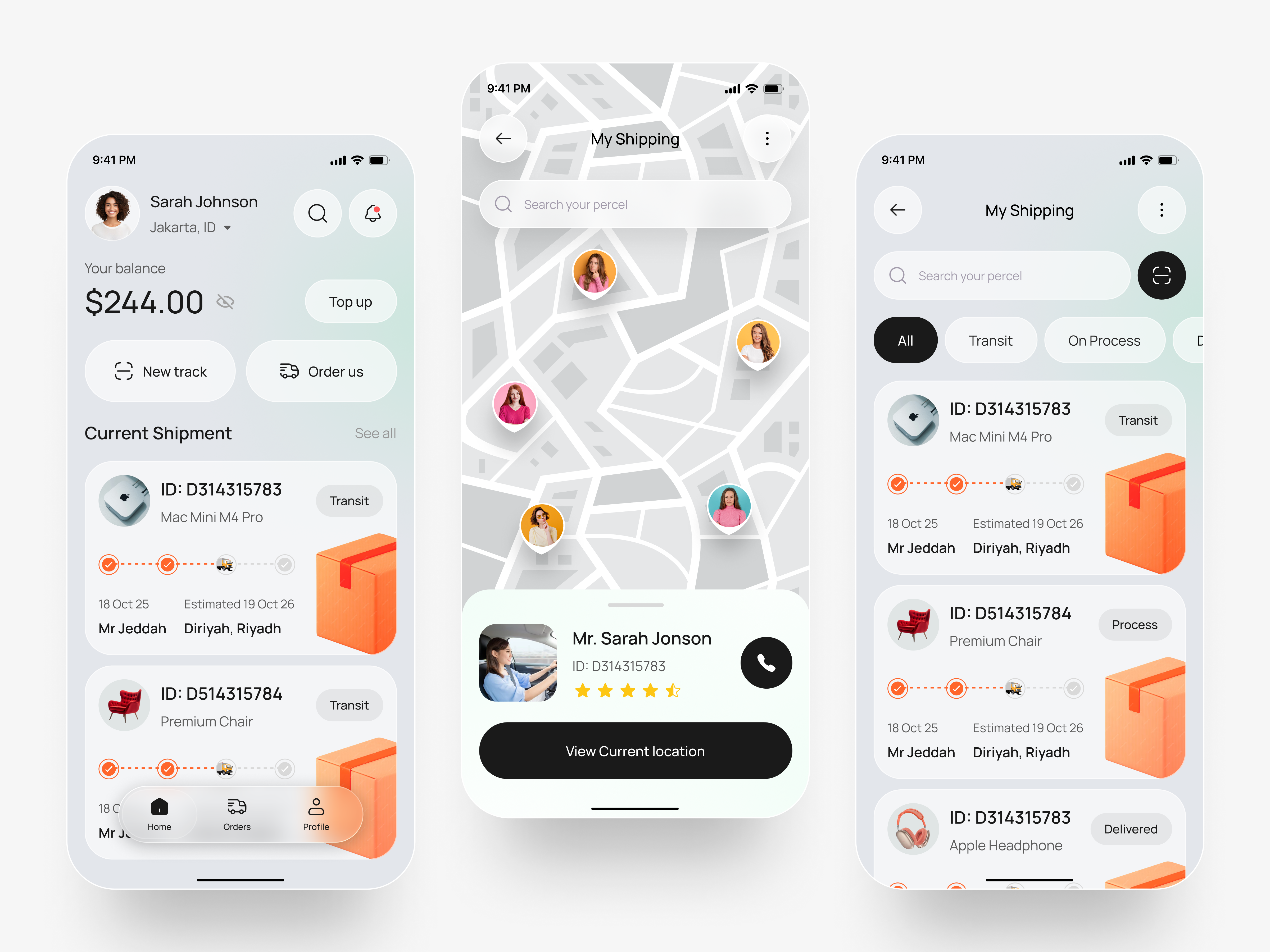 Parcel Tracking App app cargo management app delivery app fleet management ui logistics app mobile mobile app design neomorphism touch parcel tracking app pastel palette productivity app ui shipping app smart shipping spatial hierarchy supply chain app ui ui ux warehouse logistics ui