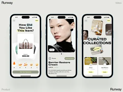 Runway Video Marketplace ai branding card cart dashboard data design editor homepage interface ios iphone mobile os product profile sale ui