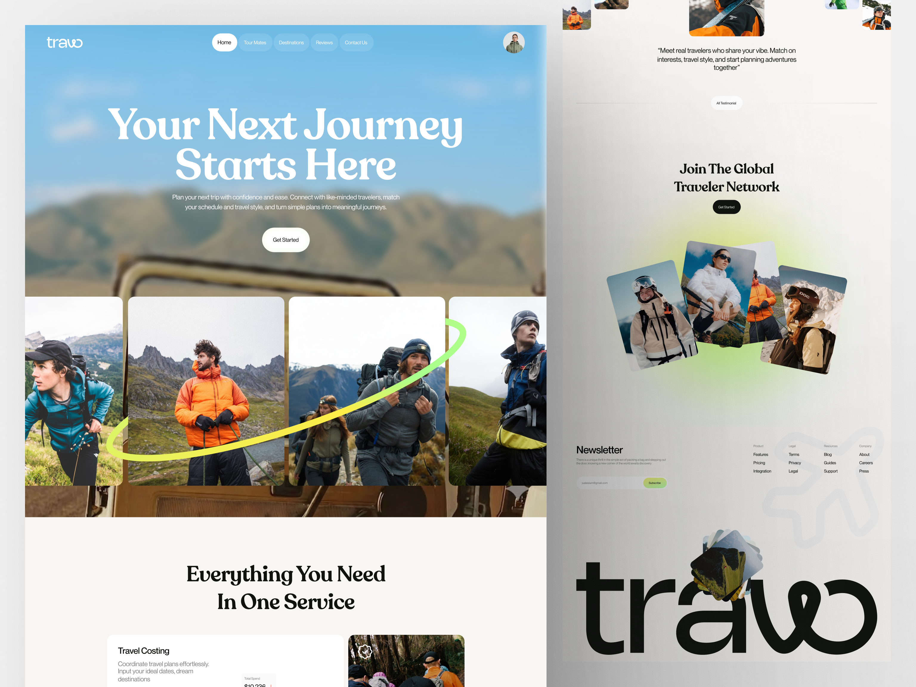 Example of Traw – Travel Website Landing Page Design