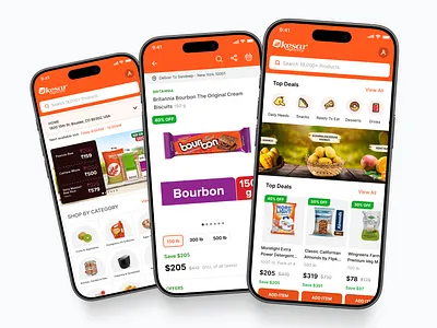 Grocery Shopping App UI - Mobile Commerce Experience appdesign dealsui ecommerceui groceryapp mobileappui mobileux productdesign productdiscovery quickcommerce shoppingapp startupdesign userfriendly uxdesign