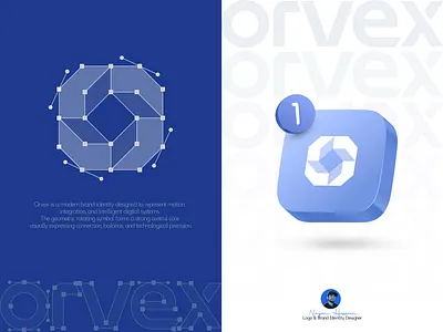Orvex Logo Design – Modern Tech Brand Identity abstract logo ai brand app logo brand identity corporate identity digital brand fintech branding futuristic branding geometric logo icon design logo minimal logo modern logo saas branding software branding startup logo symbol design tech logo tech startup visual identity