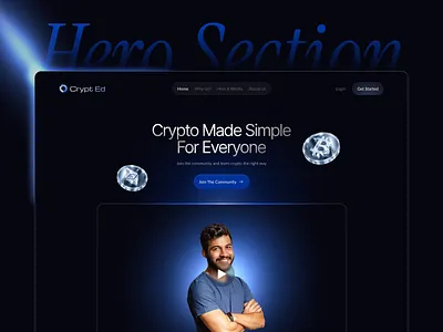 Crypt Ed - Crypto Education Landing Page Hero Design crypt ed crypto crypto hero crypto landing page figma design framer design framer developer framer hero framer landing page hero hero design hero design ideas hero figma design hero section krafted landing page ui ui design web3 hero