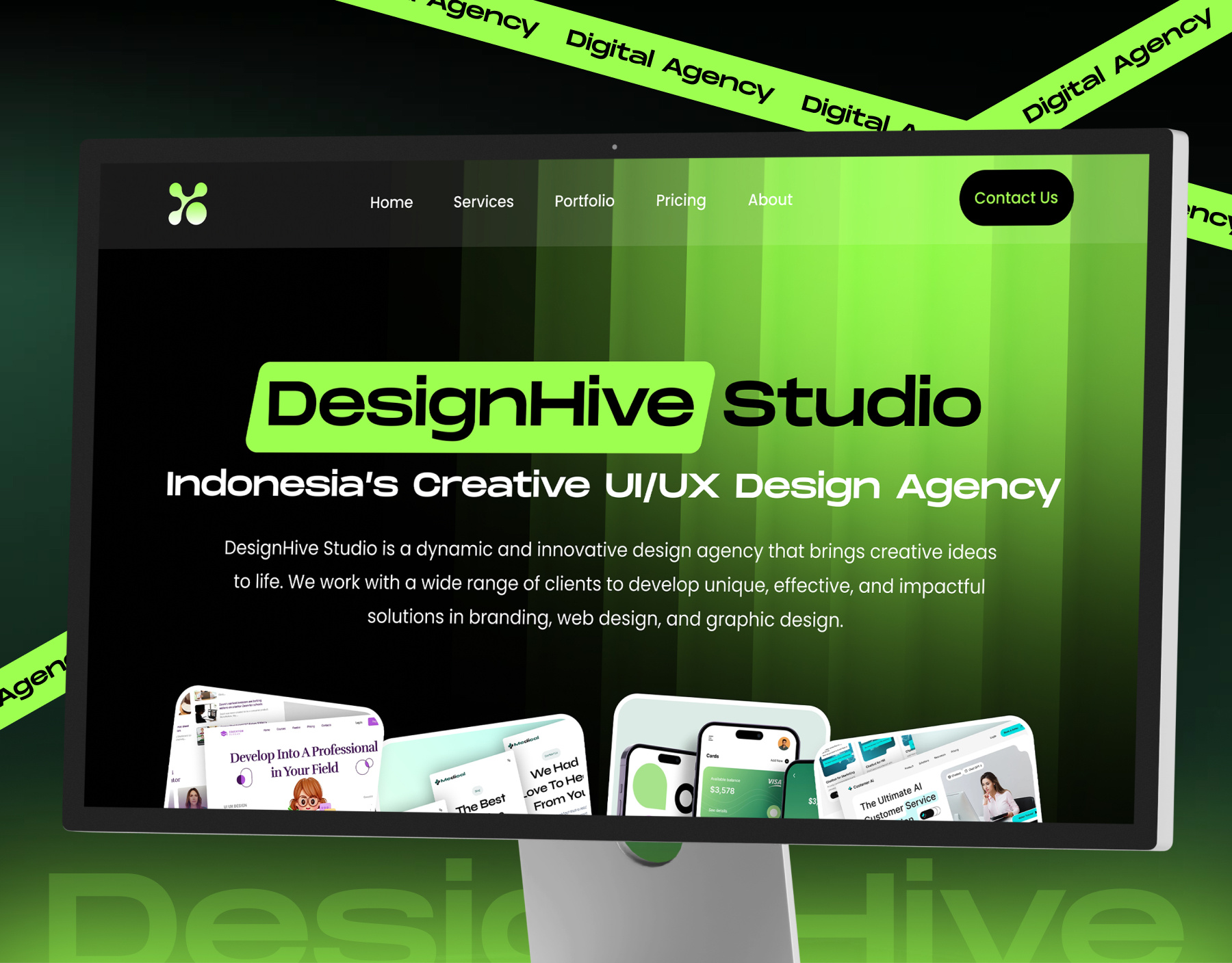 DesignHive — Digital Agency Landing Page UI agencywebsite app appdesign digitalagency dribbble ecommerce figma figmadesign landingpage productdesign ui uidesign uiux webapp website webui